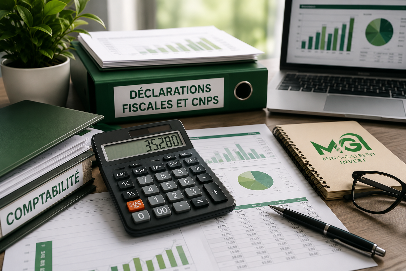Comptabilité et fiscalité — calculatrice, déclarations fiscales CNPS, MGI